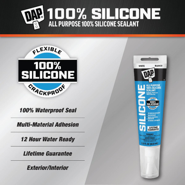 DAP 2.8 Oz. Window, Door & Siding Silicone Sealant, White 7079800752 794821