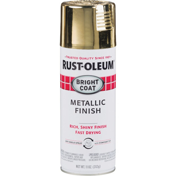 Rust-Oleum Bright Coat Gold Metallic Gloss 11 Oz. Stops Rust Spray Paint 7710830 777859