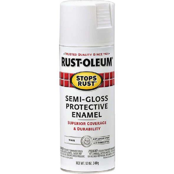 Rust-Oleum Stops Rust Semi-Gloss White 12 Oz. Anti-Rust Spray Paint 7797830