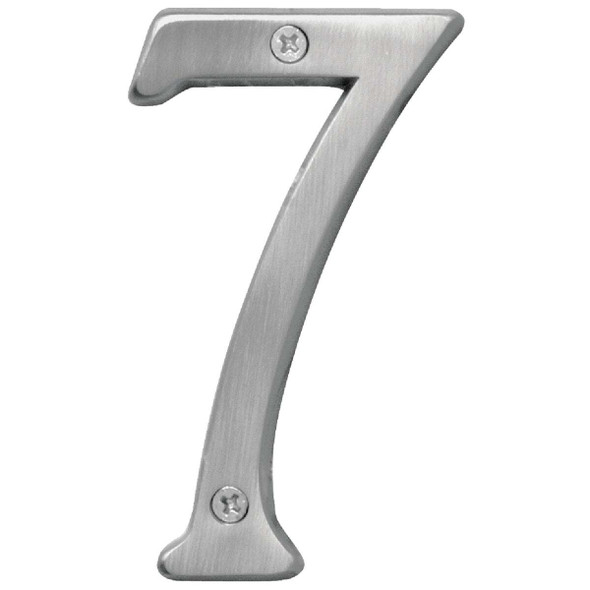 Hy-Ko Prestige Series 4 In. Satin Nickel House Number Seven BR-43SN/7