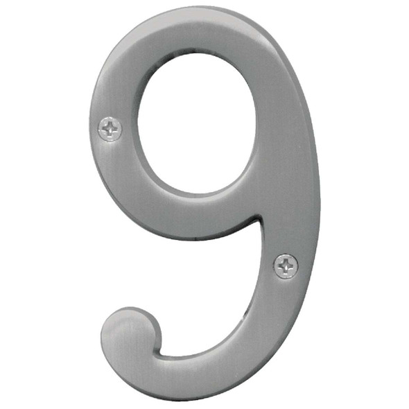 Hy-Ko Prestige Series 4 In. Satin Nickel House Number Nine BR-43SN/9