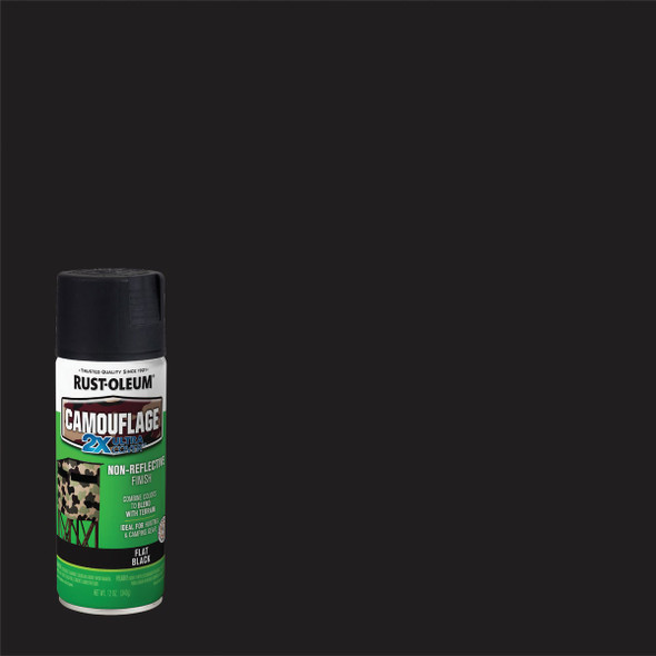 Rust-Oleum Camouflage 2X Ultra Cover 12 Oz. Flat Spray Paint, Black 279179