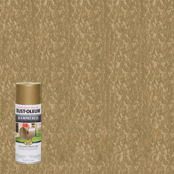 Rust-Oleum Stops Rust Gold Metallic 12 Oz. Hammered Finish Spray Paint 7210830