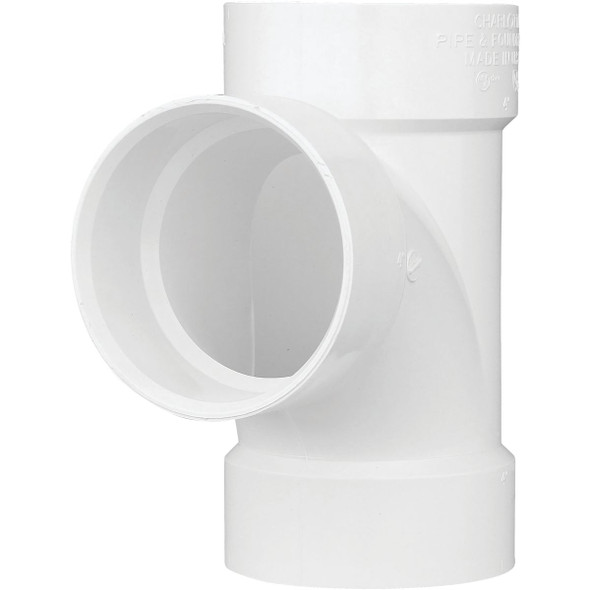 Charlotte Pipe 4 In. Schedule 40 Sanitary PVC Tee PVC 00400  1400HA