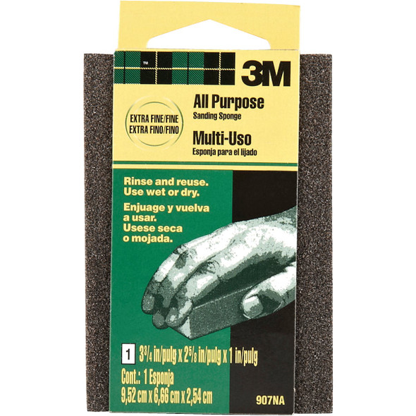 3M 2-5/8 In. x 3-3/4 In. x 1 In. Dual Grit Sanding Sponge, Extra Fine/Fine 3M 2-5/8 In. x 3-3/4 In. x 1 In. Dual Grit Sanding Sponge, Extra Fine/Fine
