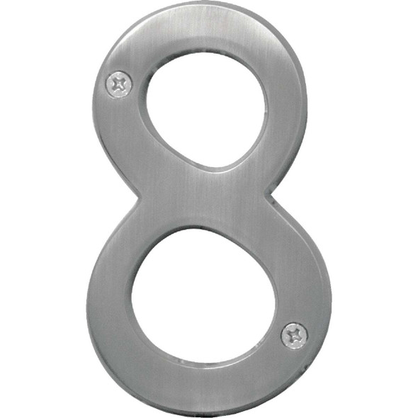 Hy-Ko Prestige Series 4 In. Satin Nickel House Number Eight BR-43SN/8