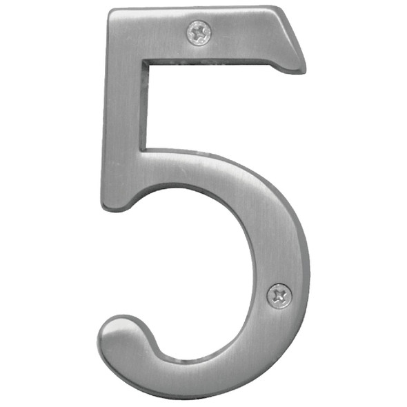Hy-Ko Prestige Series 4 In. Satin Nickel House Number Five BR-43SN/5