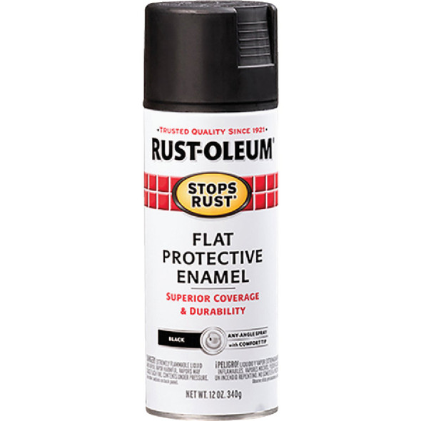 Rust-Oleum Stops Rust Flat Black 12 Oz. Anti-Rust Spray Paint 7776830