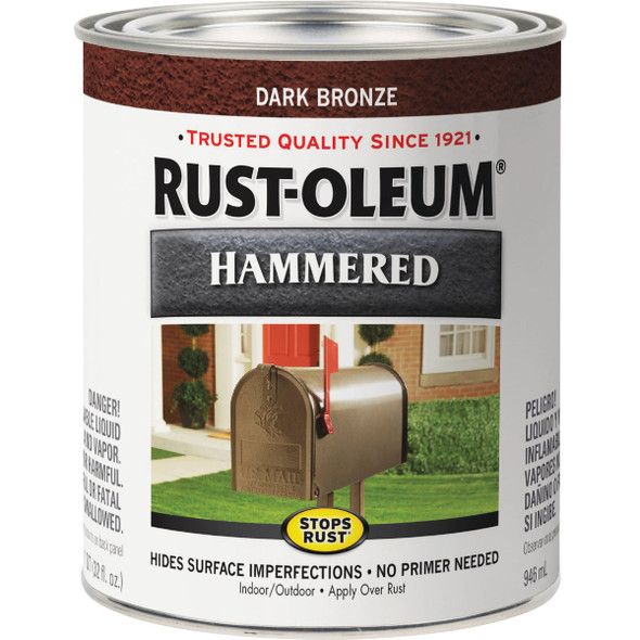 Rust-Oleum Stops Rust Hammered Paint, Dark Bronze, 1 Qt. 239075 770543