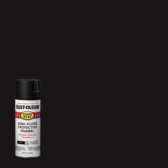 Rust-Oleum Stops Rust Semi-Gloss Black 12 Oz. Anti-Rust Spray Paint 7798830