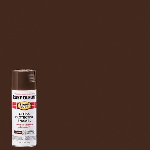 Rust-Oleum Stops Rust Leather Brown Gloss 12 Oz. Anti-Rust Spray Paint 7775830