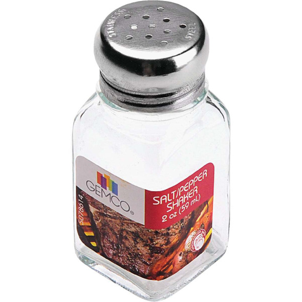 Gemco 2 Oz. Glass Square Salt or Pepper Shaker 5078614