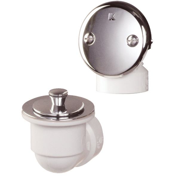 Keeney Schedule 40 PVC Bathtub Drain Stopper with Polished Chrome Lift 'N Turn Keeney Schedule 40 PVC Bathtub Drain Stopper with Polished Chrome Lift 'N Turn