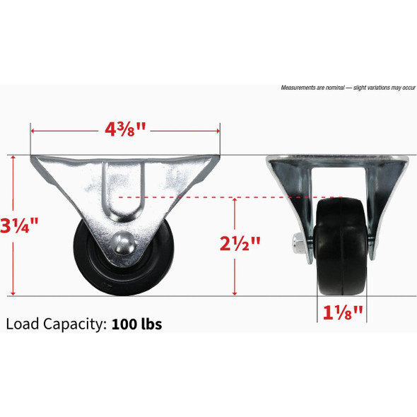 Shepherd Hardware 2-1-2 In. General-Duty Rubber Rigid Plate Caster 9482 203114