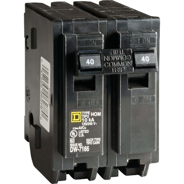 Square D Homeline 40A Double-Pole Standard Trip Circuit Breaker HOM240C