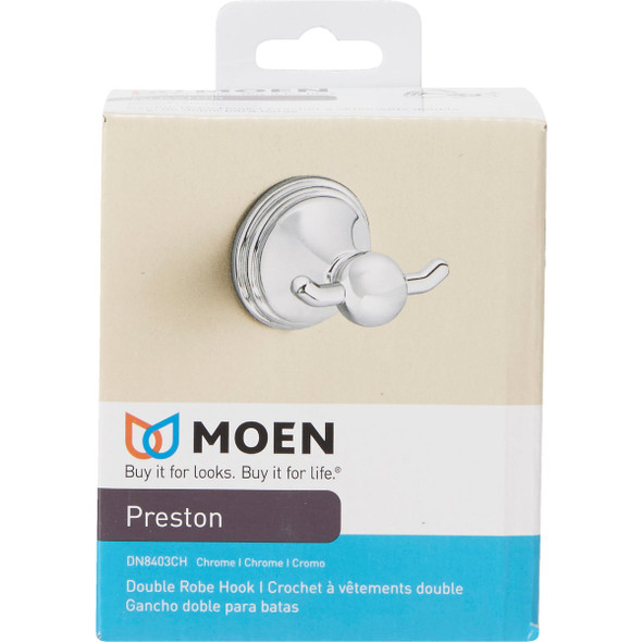 Moen Preston Double Robe Hook, Chrome DN8403CH 461059