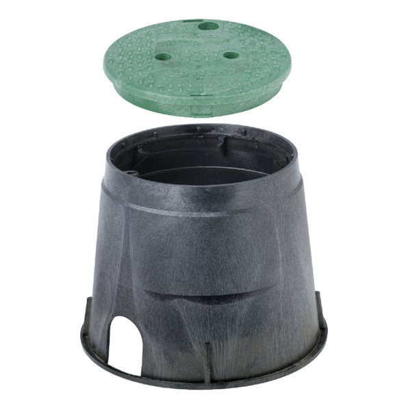 NDS 10 In. Round Black & Green Valve Box with Cover 111BC