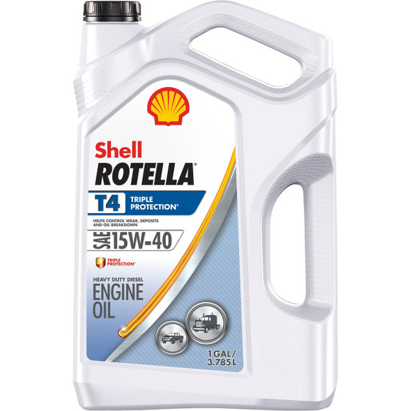 Shell Rotella T4 Triple Protection 15W-40 Diesel Engine Oil, 1 Gal. Pack of 3
