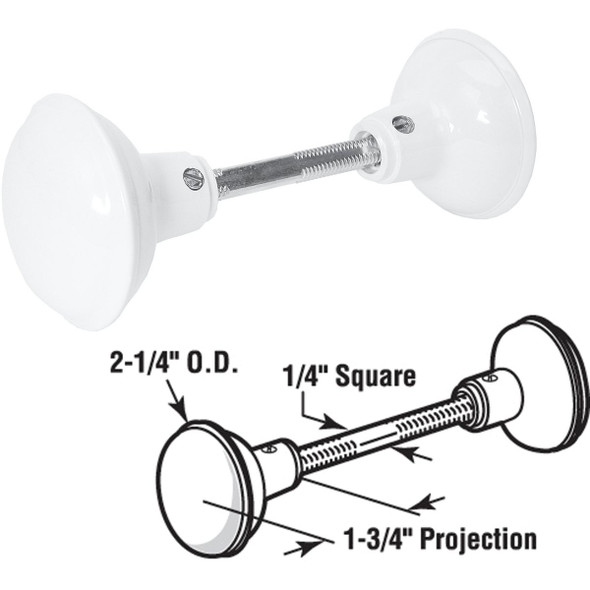 Defender Security White Hall & Closet Door Knob E 2319