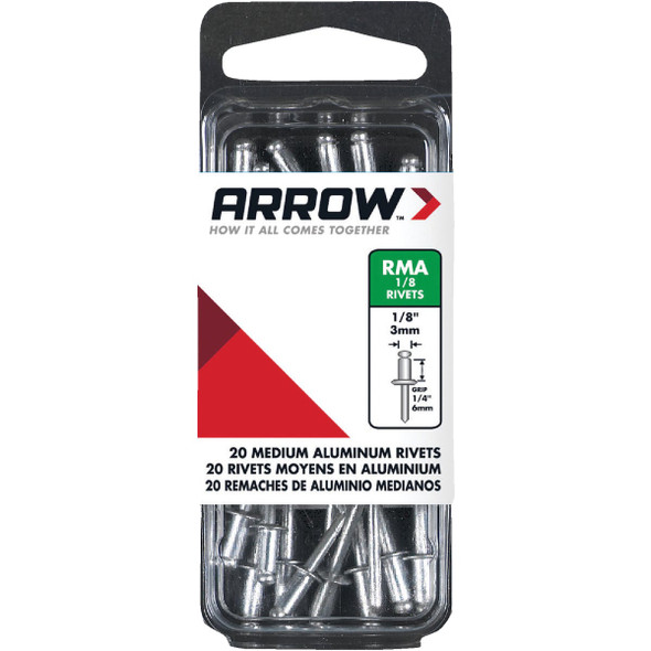 Arrow 1/8 In. x 1/4 In. Aluminum Rivet (20-Count) RMA1/8
