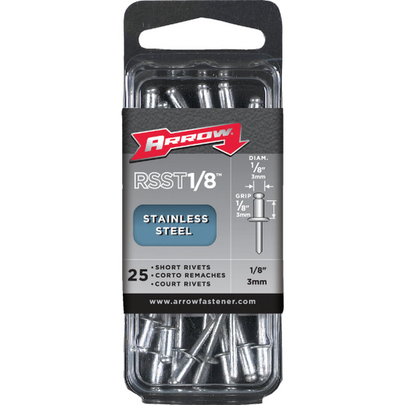 Arrow 1/8 In. x 1/8 In. Stainless Steel Rivet (25-Count) RSST1/8