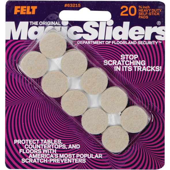 Magic Sliders 3-4 In. Oatmeal Self Adhesive Felt Pads,(20-Count) 63215 224108