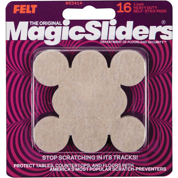 Magic Sliders 1 In. Oatmeal Self Adhesive Felt Pads,(16-Count) 63414 224117
