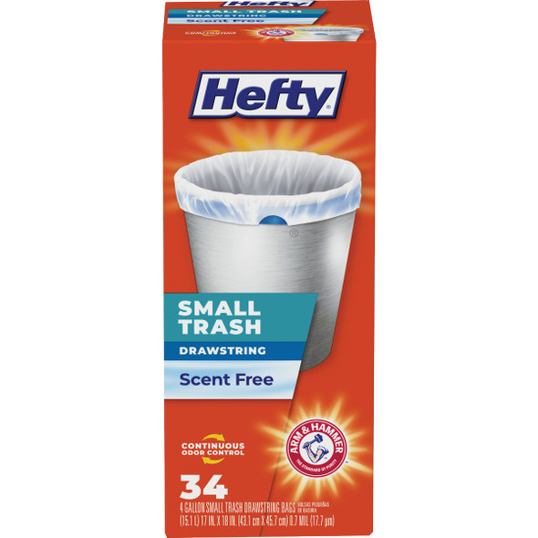 Hefty 4 Gal. White Drawstring Unscented Trash Bag (34-Count) E88546