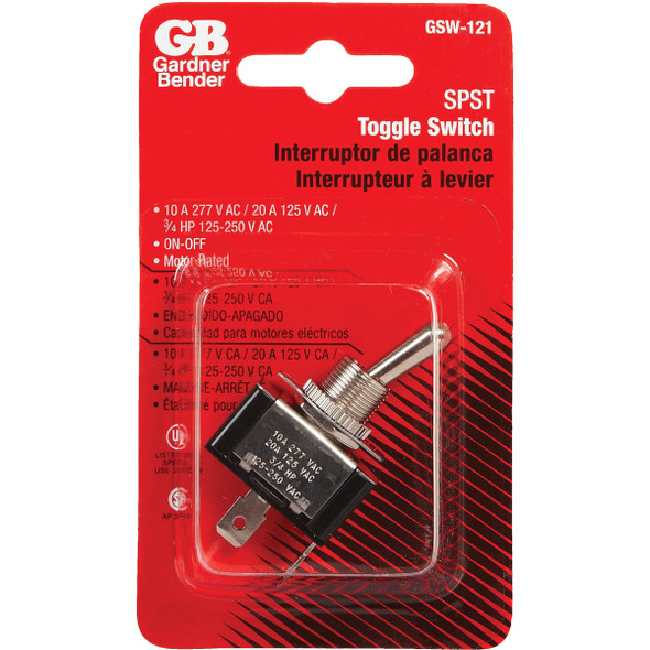 Gardner Bender Heavy-Duty SPST 2-Spade Toggle Switch GSW-121 538981