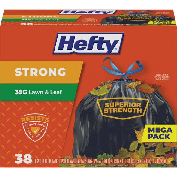 Hefty Strong 39 Gal. Black Lawn & Leaf Bag (38-Count) E87038