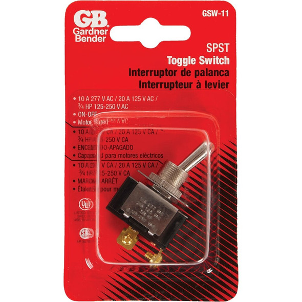 Gardner Bender Heavy-Duty SPST 2-Screw Toggle Switch GSW-11 522045