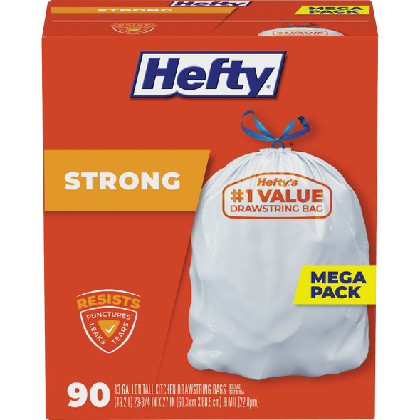 Hefty 13 Gal. Tall Kitchen White Trash Bag (90-Count) E84574
