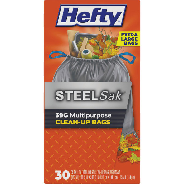 Hefty Steel Sak 39 Gal. Heavy Duty Gray Trash Bag (30-Count) E88682