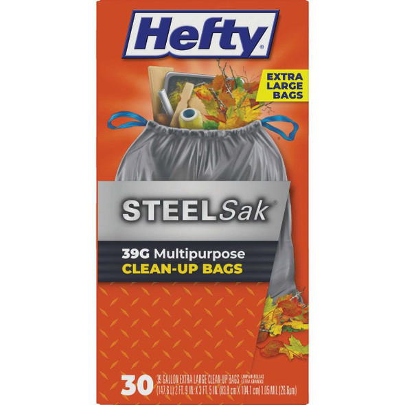 Hefty Steel Sak 39 Gal. Heavy Duty Gray Trash Bag (30-Count) E88682
