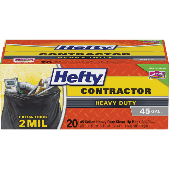 Hefty 45 Gal. Contractor Black Trash Bag (20-Count) E24519