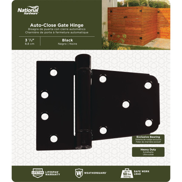 National Hardware 3-1-2 In. Black Heavy-Duty Spring Gate Hinge N342-774 232171