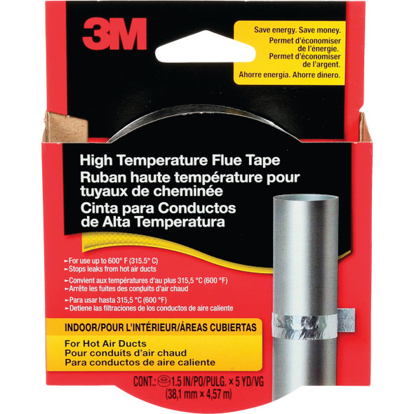 3M 1-1/2 In. x 15 Ft. High-Temperature Flue Tape, Silver 2113NA