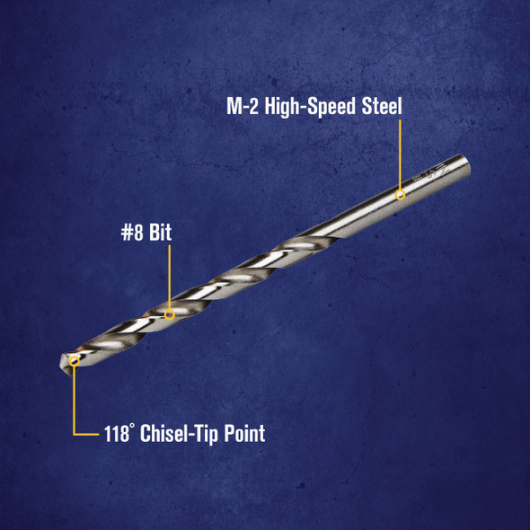 Irwin #8 Bright High Speed Steel Wire Gauge Drill Bit 81108 320334