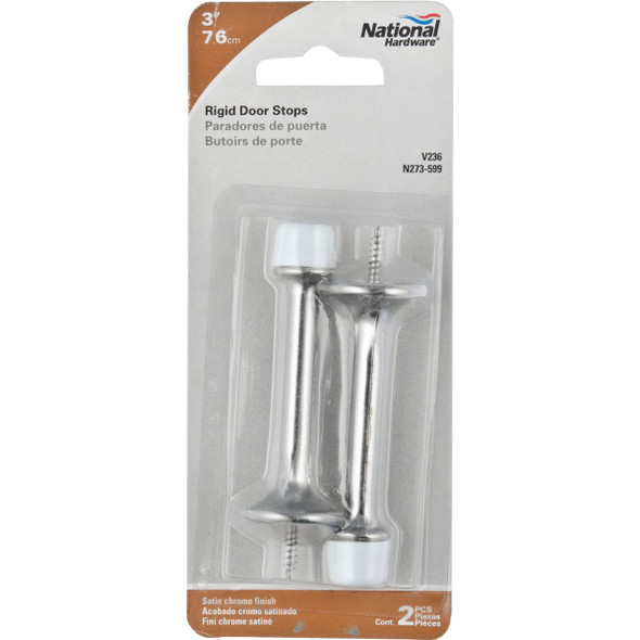 National Hardware Heavy Duty 3 In. Rigid Door Stop, Satin Chrome N273-599 203835