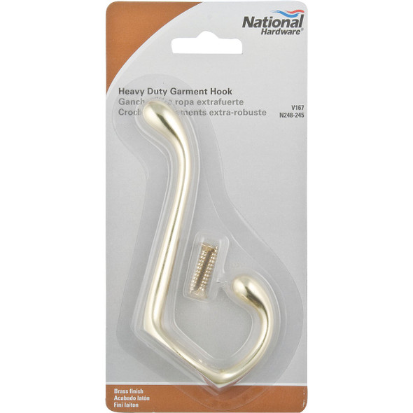 National Hardware Heavy-Duty Brass Wardrobe Hook National Hardware Heavy-Duty Brass Wardrobe Hook
