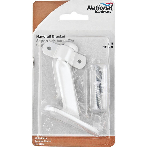 National Hardware White Zinc Die-Cast With Steel Strap Handrail Bracket N248-351 200050