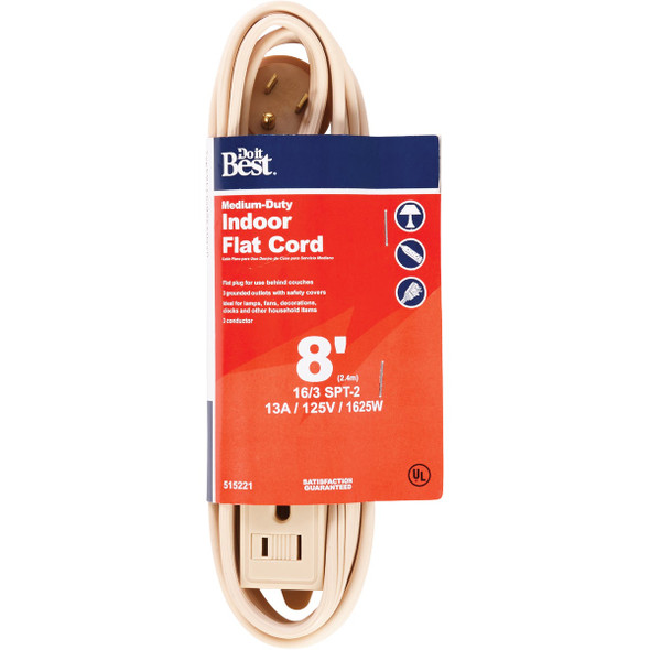 Do it Best 8 Ft. 16/3 Flat Plug Tan Extension Cord IPF-PT2163-8-BEG Do it Best 8 Ft. 16/3 Flat Plug Tan Extension Cord IPF-PT2163-8-BEG