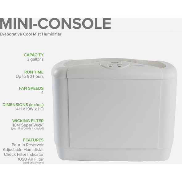 AirCare 3 Gal. Capacity 1250 Sq. Ft. Mini Console Evaporative Humidifier 5D6 700 520421