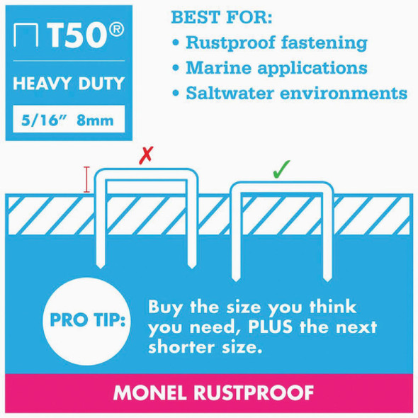Arrow T50 Heavy-Duty Monel Staple, 5-16 In. (1000-Pack) 505M1 328901