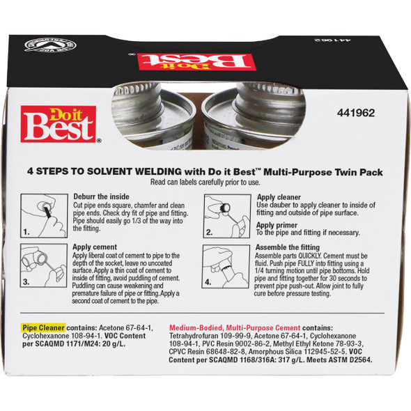 Do it Best MP-6 Pipe Cleaner & PVC Cement Kit, (2) 4 Oz. Cans 19522 441962
