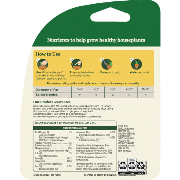 Miracle-Gro Indoor Plant Food Spikes For All Plants (24-Pack) 3421724 710109