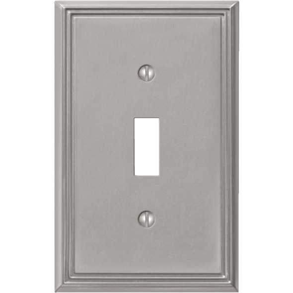 Amerelle Metro Line 1-Gang Cast Metal Toggle Switch Wall Plate, Brushed Nickel