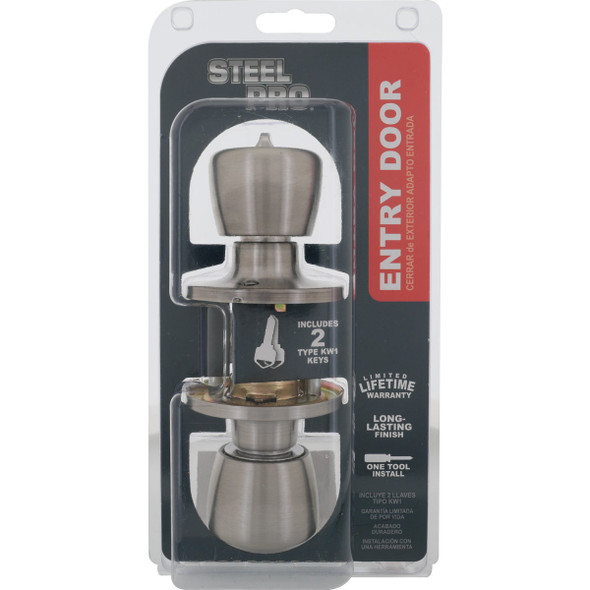 Steel Pro Satin Chrome Entry Door Knob Steel Pro Satin Chrome Entry Door Knob