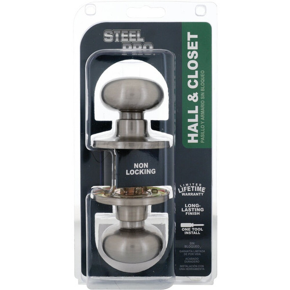 Steel Pro Brushed Nickel Hall & Closet Door Knob TFX230B 208929