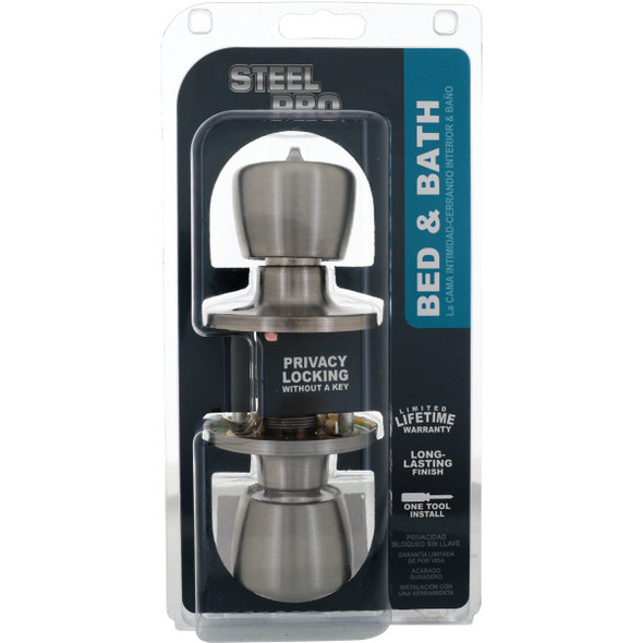 Steel Pro Satin Chrome Bed & Bath Door Knob TR610B 254207